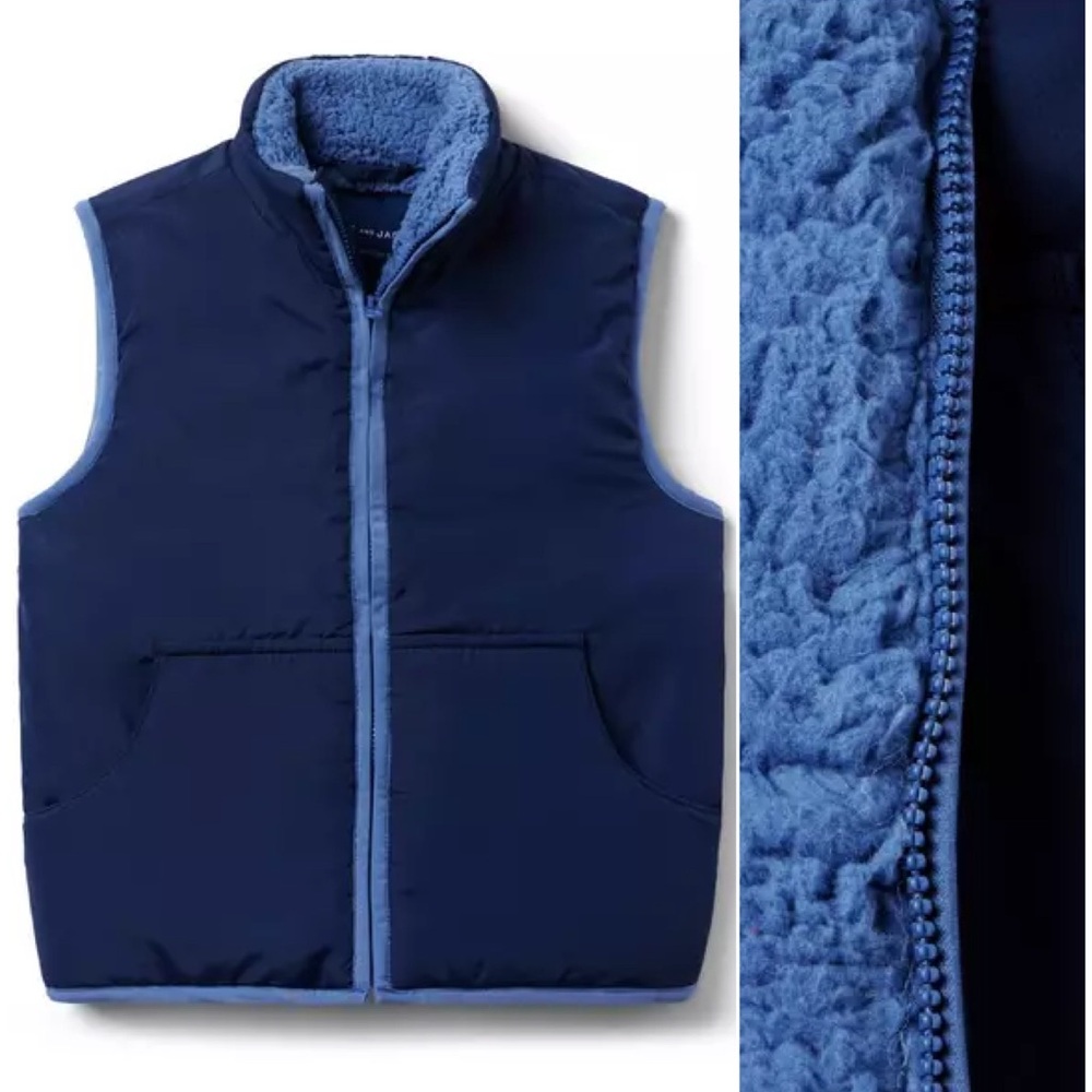Janie and Jack Blue Sherpa Lined Vest | Size 7-8